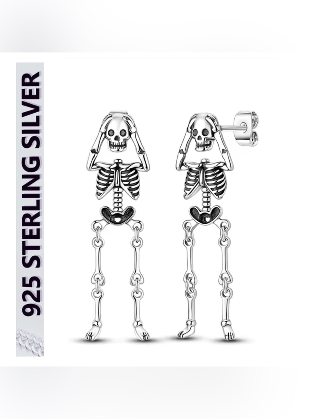 🌟🌟 S925 Sterling Silver Skeleton Dangle Earrings